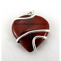 Red Jasper Cage Wrapped Hearts Pendant